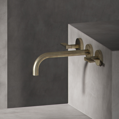 London Brass Wall Mounted Basin Tap with Lever Handles by The Watermark Collection