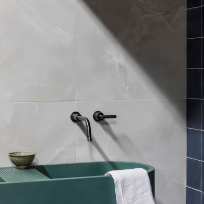 Sense Black Wall Mounted Basin Tap with Lever Handles by The Watermark Collection