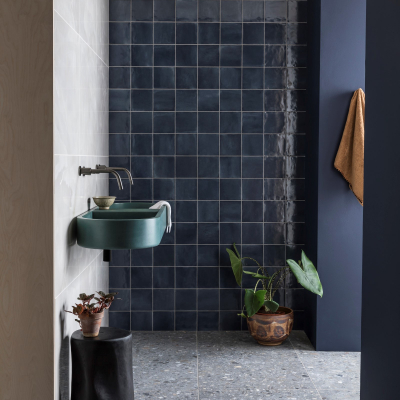 Sense Black Wall Mounted Basin Tap with Lever Handles by The Watermark Collection