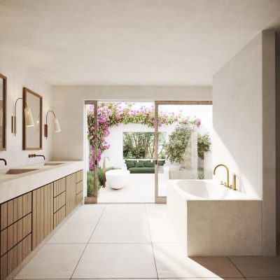 Highline Brass Wall Mounted Basin Tap with Lever Handles by The Watermark Collection