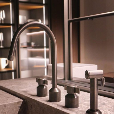 Urbane Black Wall Mounted Kitchen Tap with Cross Handles by The Watermark Collection