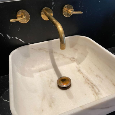 London Brass Wall Mounted Basin Tap with Lever Handles by The Watermark Collection